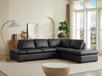 Vente-Unique Divano angolare in pelle Nero - Angolo a destra - ONYX II