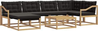 vidaXL Conjunto De Sof&aacute;s De Exterior 7 Uds. Blanco Y Negro Vidaxl