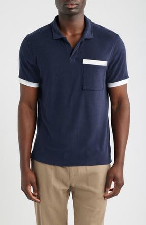 Mack Weldon Johnny Collar Terry Cloth Pocket Polo in Night Sky at Nordstrom, Size Xx-Large