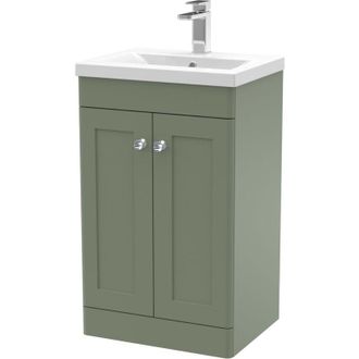 Nuie Nuie - Classique Floor Standing 2-Door Vanity Unit with Basin-1 500mm Wide - Satin Green