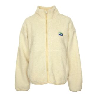 American Vintage Gezellig Fleece Jack met Opstaande Kraag - Dames - Vesten met rits - Wit - M/L - Hoodies & sweatvesten