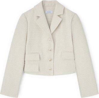 Motivi Korte Boucl&eacute; Jas - Dames - Blazers - Wit - 2XL - Leer - Jassen