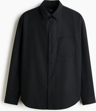 H&M Relaxed Fit Shirt in Black at Nordstrom, Size Xx-Large