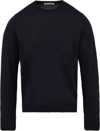 FILIPPO DE LAURENTIIS Trui met ribgebreide zoom - Heren - Ronde hals truien - Blauw - 3XL - Wol - Truien & Vesten