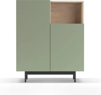 HERDASA Mueble Aparador En Melamina, Colecci&oacute;n Printed (602-1), Con 2 Puertas, En Roble Y Verde