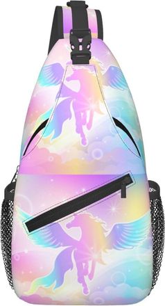 Generic Cartoon Horse Seas With Wing Sling Bag Lightweight Shoulder Bag Trendy Crossbody Bags For Casual Women Camping