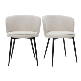 Miliboo Miliboo - Set De 2 Sillas De Dise&ntilde;o Tejido Efecto Aterciopelado Beige Serif