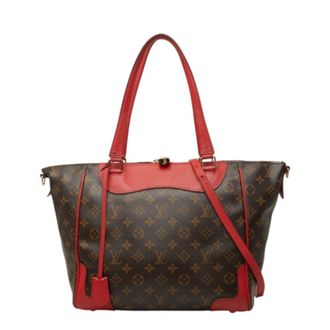 Louis Vuitton Brown Cerise Red Color Pvc Leather Shoulder Bag Tote Bag (Pre-Owned)