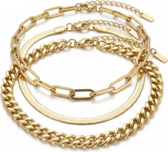 Pompeii3 Cinthia Anklet 3 Piece Set 18k Gold Plated 9 with 2 Extender