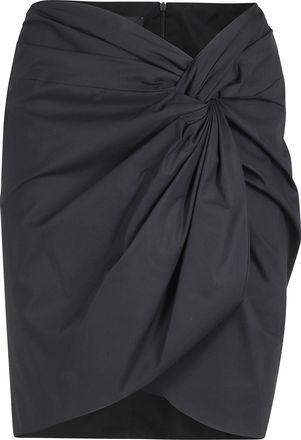 Federica Tosi Black Front-Knot Zippered Cotton Mini Skirt