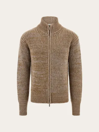 Ferragamo Men High neck cardigan Beige