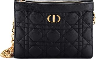 Dior Caro Zipped Pouch With Chain Cannage Quilt Leather shoulder bag - Zwart