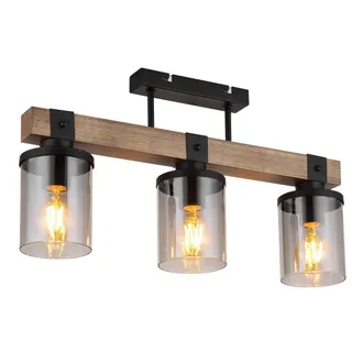 Globo Lighting Plafoniera - Lila - Naturale Nero - Vetro Legno Vetro
