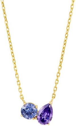 Savvy Cie Jewels Cubic Zirconia Toi et Moi Pendant Necklace in Blue at Nordstrom Rack