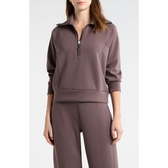 Spanx AirEssentials Half Zip Sweatshirt in Dark Cacao at Nordstrom, Size X-Large