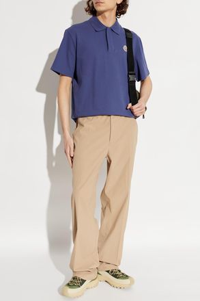 Moncler Polo With Logo Patch, Mens, Navy Blue