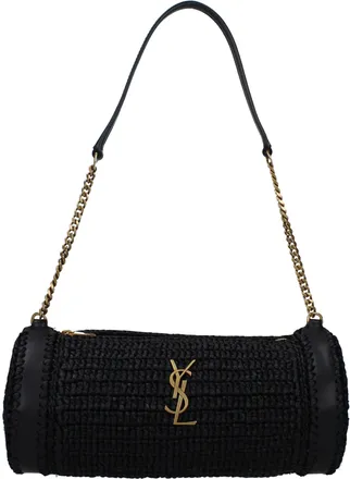 Saint Laurent Borse a Spalla Cilindre Donna Rafia Nero