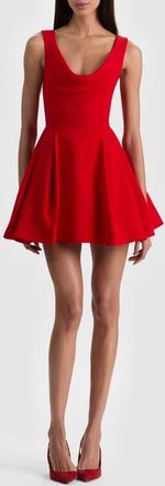 Alice & Olivia Estrella Draped Fit & Flare Minidress in Chili Pepper at Nordstrom, Size 12