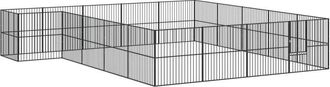 vidaXL Vidaxl - Corralito Para Perros Con 20 Paneles Acero Galvanizado Negro