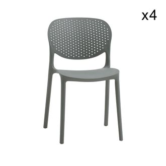 Konte Design Lote de 4 sillas de polipropileno gris, apilables