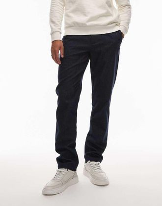 Tommy Hilfiger Denton - Pantaloni chino blu navy spazzolati