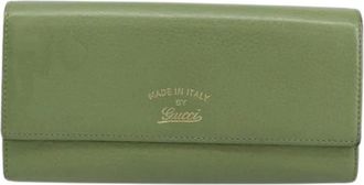 Gucci Pre-owned Wallets, female, Green, Size: ONE SIZE Pre-owned Leather Wallet