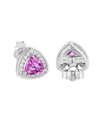 Diana M. Jewels Fine Jewelry 14K 1.05 Ct. Tw. Diamond & Pink Sapphire Studs