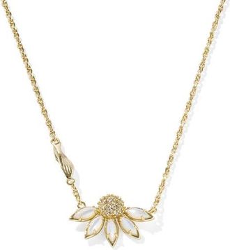 Kendra Scott Anya Pav&eacute; Flower Pendant in Gold Ivory Mix at Nordstrom
