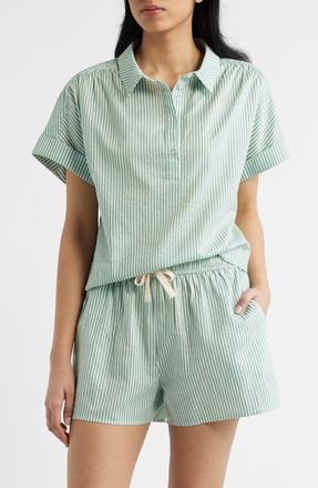 Bernardo Stripe Popover Top in Green/Bright White at Nordstrom, Size X-Small