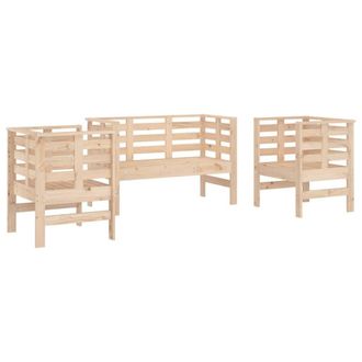 Berkfield Home 3 Piece Garden Lounge Set Solid Wood Pine in Light Tan