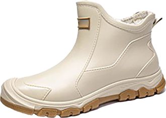 Generic Ladies Short Wellies Winter Warm Fleece Rain Boots Ankle Wellies Boots Thermal Lined Waterproof Wellies Booties Non Slip Boots for Outdoor Work Size 7