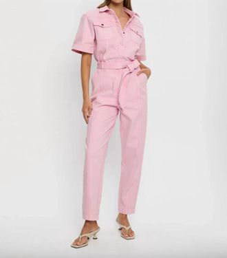 Kivari Grace Denim Boilersuit In Pink