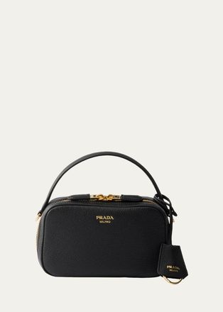 Prada Odette Mini Grain Leather Top-Handle Bag