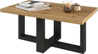 Petits Meubles Mesa de centro rectangular paneles laminados madera y negro