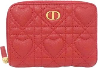 Dior Pre-owned Caro Leren Portemonnee - Dames - Vintage Accessoires - Rood - ONE Size - Leer - Vintage
