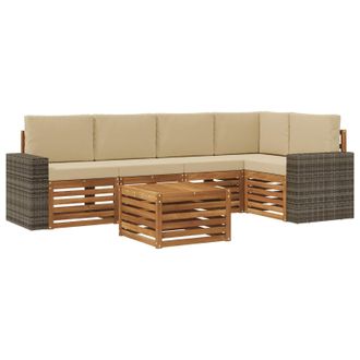 vidaXL Conjunto De Sof&aacute; Seccional Con Coj&iacute;n 6 Pcs Natural Y Beige Vidaxl