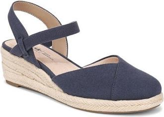 Life Stride Pilar Slingback Espadrille Platform Wedge Sandal in Lux Navy at Nordstrom, Size 6.5