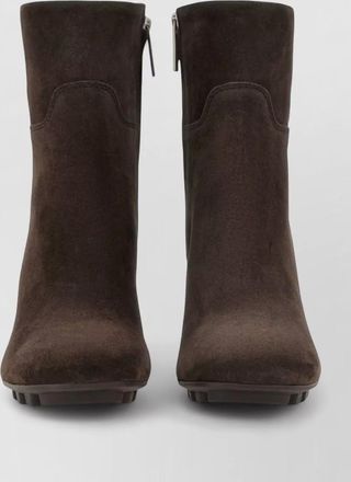 Hogan suede ankle boots round toe block heel