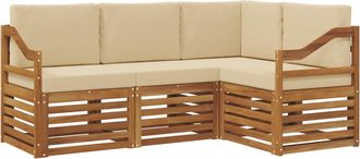 vidaXL Conjunto De Sof&aacute;s De Exterior 4 Uds. Natural Y Beige Poli&eacute;ster Vidaxl