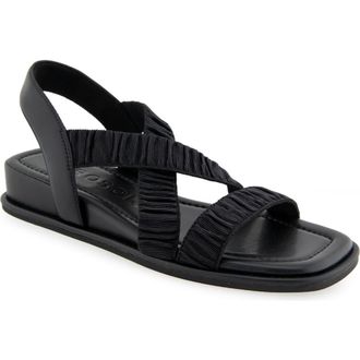 Aerosoles Bora Slingback Wedge Sandal in Black Rouched Elastic Fabric at Nordstrom Rack, Size 8.5