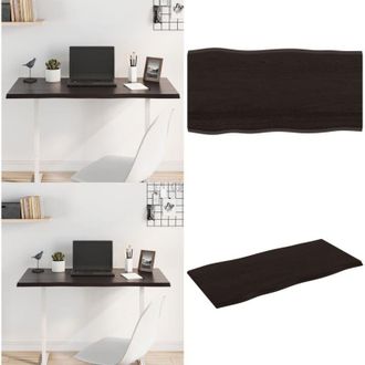 vidaXL Piano Tavolo Marrone Scuro 100x50x2 cm in Rovere Non Trattato - Piano in legno - Tavolo in rovere scuro