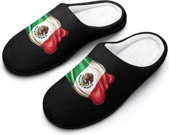 Generic Mexico Flag Mens Slippers Comfortable And Non-slip Cotton Slipper Shoe for House