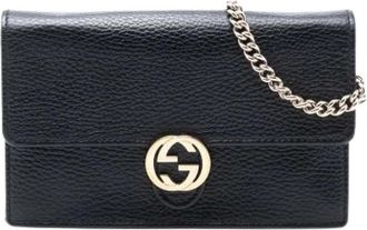 Gucci Pre-owned Cross Body Bags, female, Black, Size: ONE SIZE Pre-owned Wallet on Chain