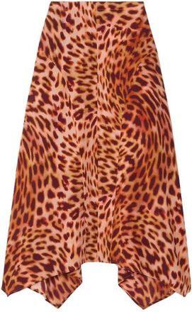 Stella McCartney Orange Silk Midi Womens Skirt