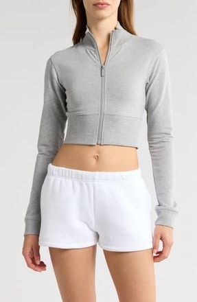Florence By Mills Crop Stretch Cotton Blend Track Jacket in Heather Grey at Nordstrom Rack, Size Xx-Large