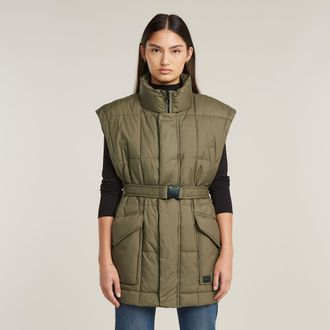 G-Star Gewatteerde Bodywarmer Belted - Groen - Dames
