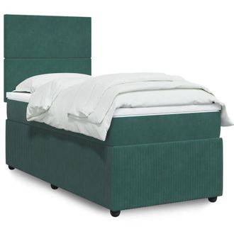 vidaXL Cama Box Spring Con Colch&oacute;n Terciopelo Verde Oscuro 90x190 Cm Vidaxl