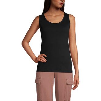 Lands End Cotton Tank Top in Black at Nordstrom, Size X-Large P