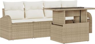 vidaXL Conjunto De Sof&aacute; De Jard&iacute;n Con Coj&iacute;n 5 Pcs Beige Polirat&aacute;n Vidaxl