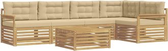 vidaXL Conjunto De Sof&aacute;s De Exterior 6 Uds. Y Beige Poli&eacute;ster Vidaxl